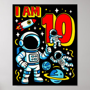 Astronaut Ich Bin 10 Jahre Alt Geburtstagsjunge 10 Poster