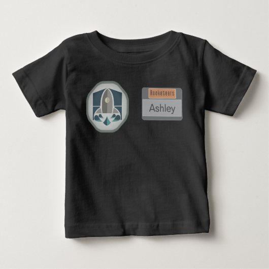 Astronaut-Identitäts-Abzeichen und Rocket-Logo Baby T-shirt (Vorderseite)
