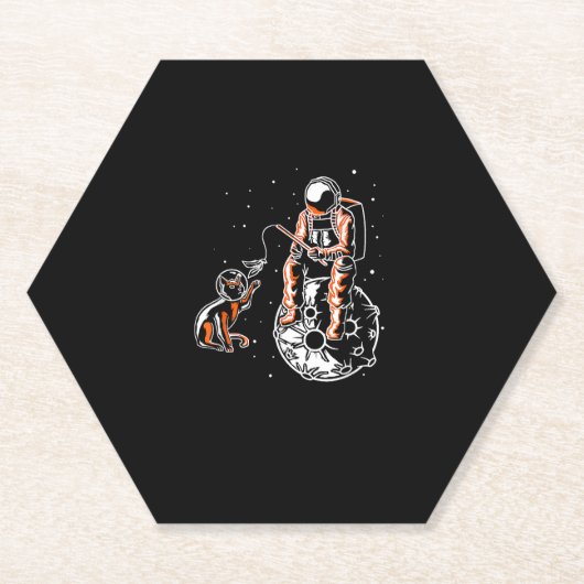 Astronaut im All mit Cat Funny Cover Untersetzer (Vorderseite)