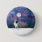 Astronaut im All mit Mondballon Kosmostars Button (Vorderseite)