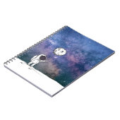 Astronaut im All mit Mondballon Kosmostars Notizblock (Linke Seite)