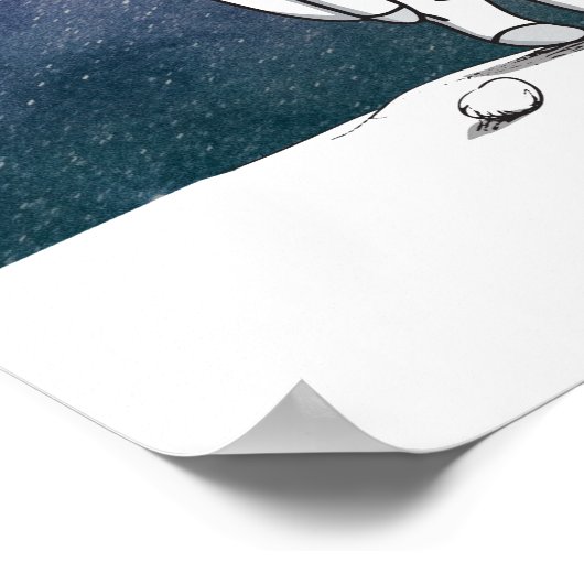 Astronaut im All mit Mondballon Kosmostars Poster (Ecke)