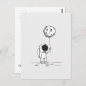 Astronaut im All mit Mondballon Kosmostars Postkarte (Vorne/Hinten)