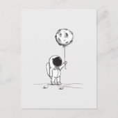 Astronaut im All mit Mondballon Kosmostars Postkarte (Vorderseite)