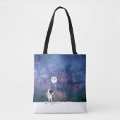 Astronaut im All mit Mondballon Kosmostars Tasche (Vorderseite)
