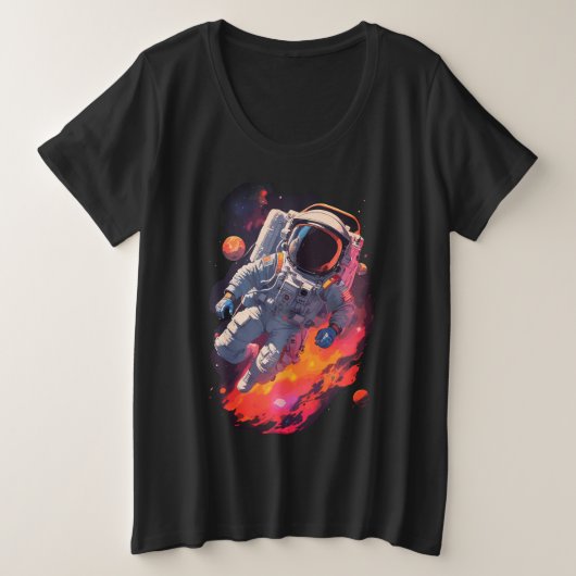 Astronaut im Galaxy-Hintergrund verloren Große Größe T-Shirt (Design vorne)