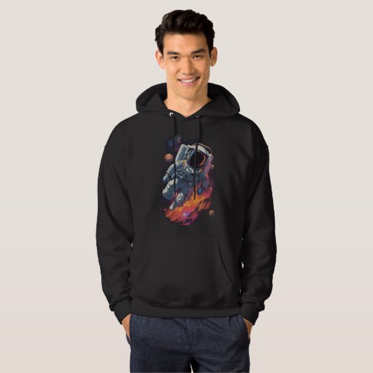 Astronaut im Galaxy-Hintergrund verloren Hoodie (Vorne ganz)