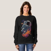 Astronaut im Galaxy-Hintergrund verloren Sweatshirt (Vorne ganz)