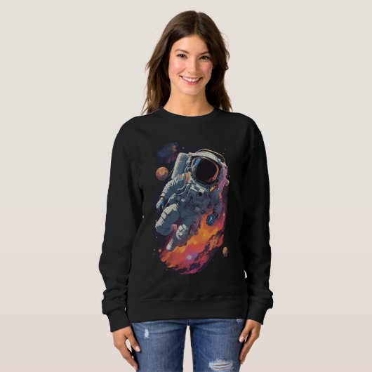 Astronaut im Galaxy-Hintergrund verloren Sweatshirt (Vorne ganz)