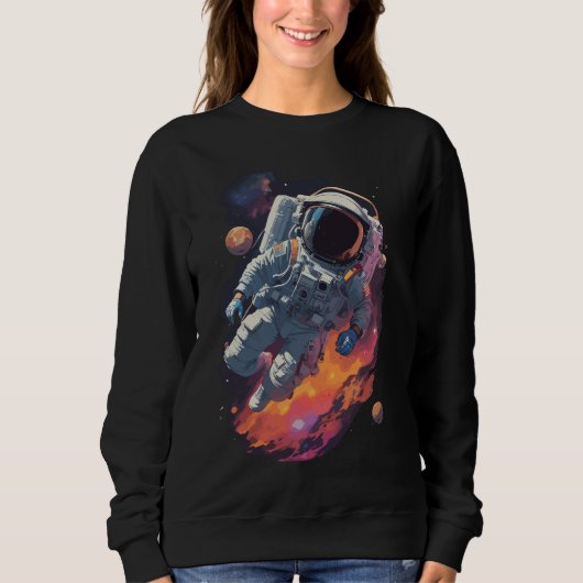 Astronaut im Galaxy-Hintergrund verloren Sweatshirt (Vorderseite)