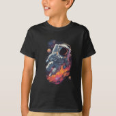 Astronaut im Galaxy-Hintergrund verloren T-Shirt (Vorderseite)