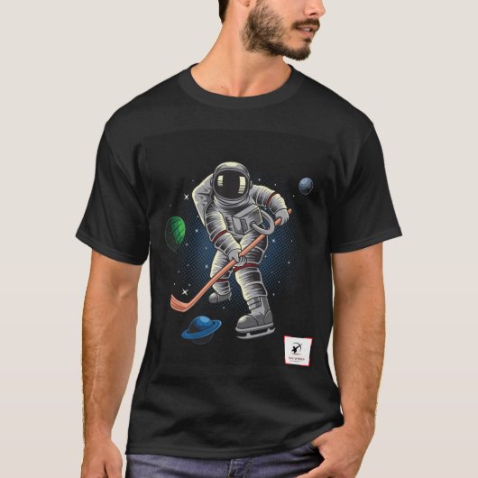 Astronaut im Hockeygerätedesign T-Shirt (Vorderseite)