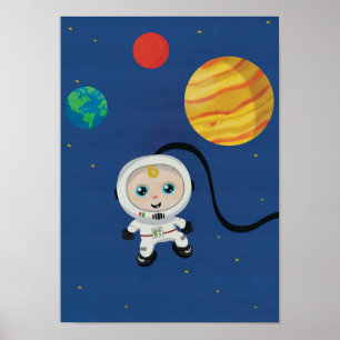 Astronaut im Kinderraum Poster