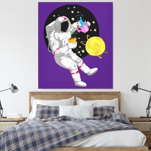 Astronaut im kosmischen Hintergrund Leinwanddruck (Insitu (Schlafzimmer))