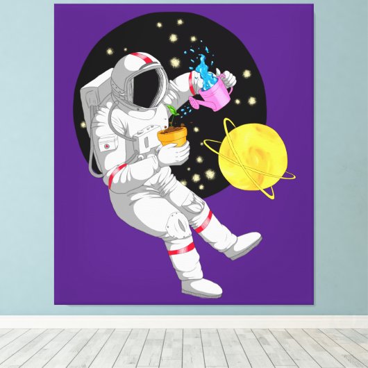 Astronaut im kosmischen Hintergrund Leinwanddruck (Insitu (Holzboden))