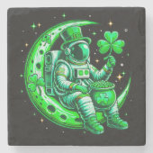 Astronaut im Mond Raum St. Patrick's Day Steinuntersetzer (Vorderseite)