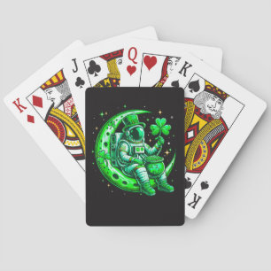 Astronaut im Mond Weltraum St. Patrick's Day Spielkarten