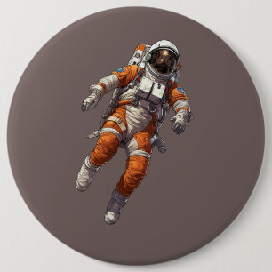 Astronaut im orangen Raumanzug Button
