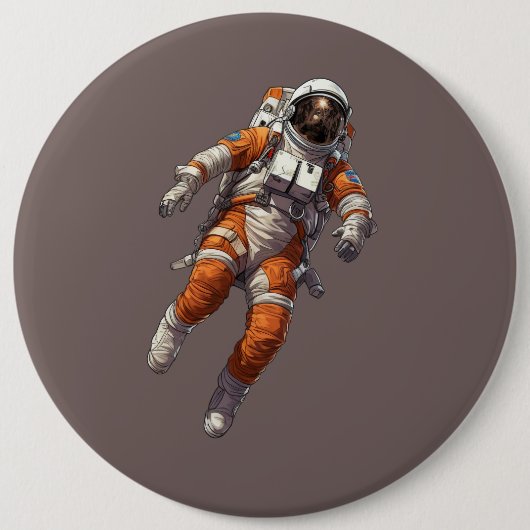 Astronaut im orangen Raumanzug Button (Vorderseite)