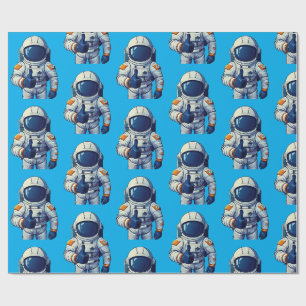 Astronaut im Raumanzug zeigt Daumen hoch Geschenkpapier