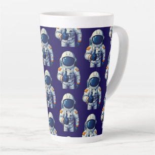 Astronaut im Raumanzug zeigt Daumen hoch Milchtasse