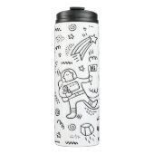 Astronaut im Raumdoodle Thermosbecher (Vorderseite)