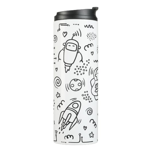 Astronaut im Raumdoodle Thermosbecher (Nach links gedreht)