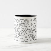 Astronaut im Raumgekritzel Zweifarbige Tasse (Mittel)