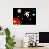 Astronaut im Sonnensystem Poster (Heimbüro)