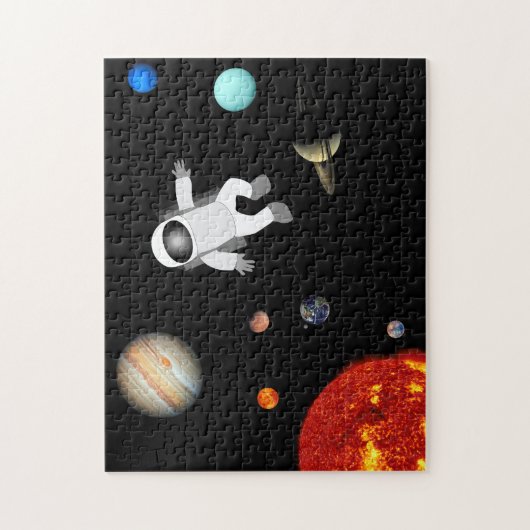 Astronaut im Sonnensystem Puzzle (Vertikal)