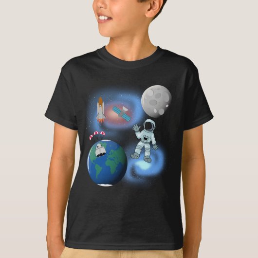 Astronaut im Thema Raumgalaxie T-Shirt (Vorderseite)