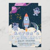 Astronaut im Weltraum Einladung zum Geburtstag (Vorne/Hinten)