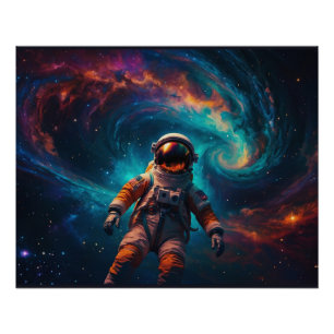 Astronaut im Weltraum fahren Poster
