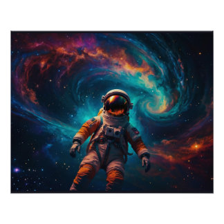 Astronaut im Weltraum fahren Poster