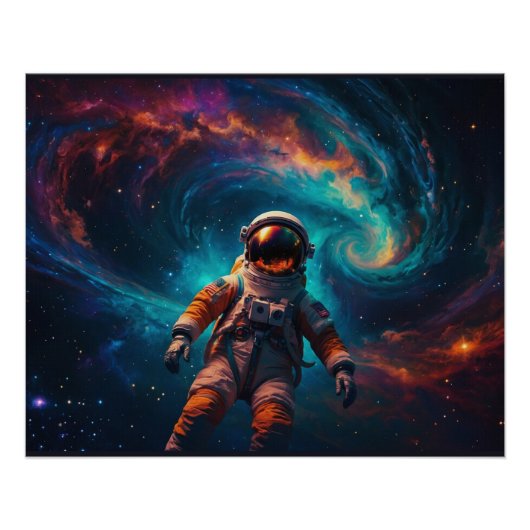 Astronaut im Weltraum fahren Poster (Vorderseite)