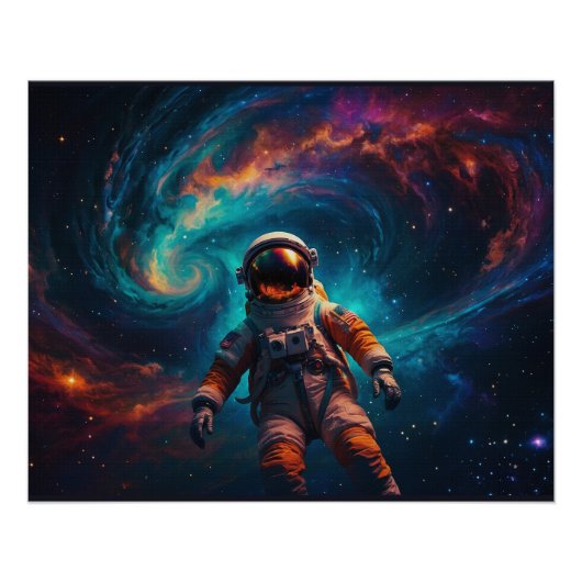 Astronaut im Weltraum fahren Poster (Vorderseite)