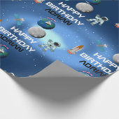 Astronaut im Weltraum Galaxy Thema Geburtsname Geschenkpapier (Ecke)