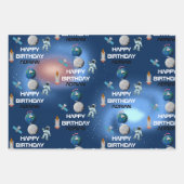 Astronaut im Weltraum Galaxy Thema Geburtsname Geschenkpapier Set (Vorderseite)