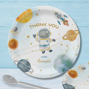 Astronaut im Weltraum Geburtstags Dankeschön Pappteller