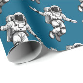 Astronaut im Weltraum Geschenkpapier (Rolleneckpunkt)