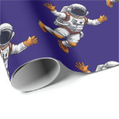 Astronaut im Weltraum Geschenkpapier (Rolleneckpunkt)