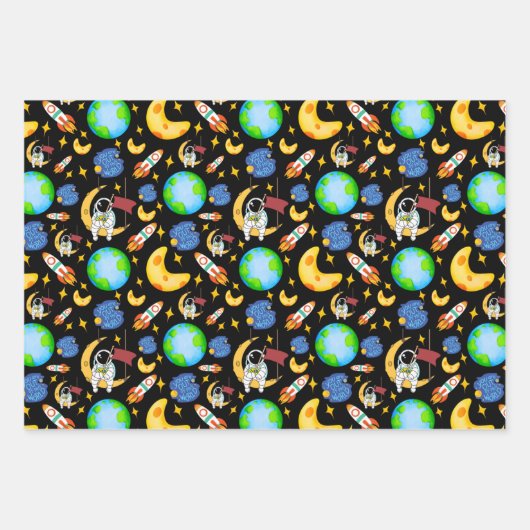 Astronaut im Weltraum Geschenkpapier Set (Vorderseite 2)