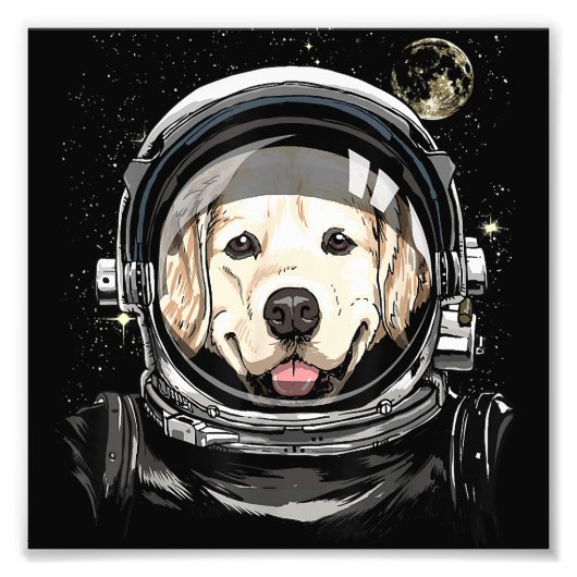 Astronaut im Weltraum Golden Retriever Lover Pet D Fotodruck (Vorne)