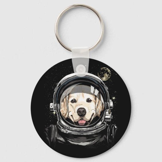 Astronaut im Weltraum Golden Retriever Lover Pet D Schlüsselanhänger (Vorderseite)