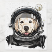 Astronaut im Weltraum Golden Retriever Lover Pet D Weinetikett (Einzelnes Label)