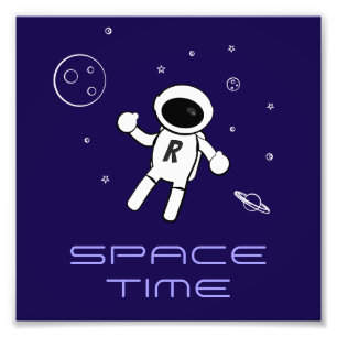 Astronaut im Weltraum - Kunst in Lila, Schwarz und Fotodruck