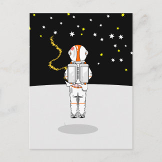 Astronaut im Weltraum mit Kurzem Wind gefangen Postkarte