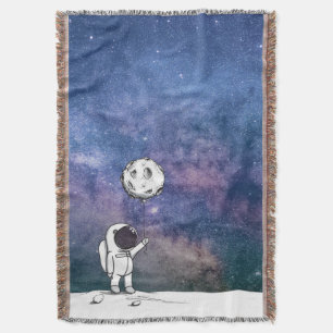 Astronaut im Weltraum mit Mondballon Kosmos Sterne Decke
