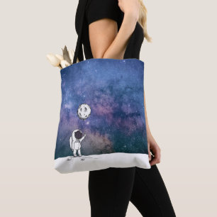 Astronaut im Weltraum mit Mondballon Kosmos Sterne Tasche