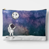Astronaut im Weltraum mit Mondballon Kosmos Sterne